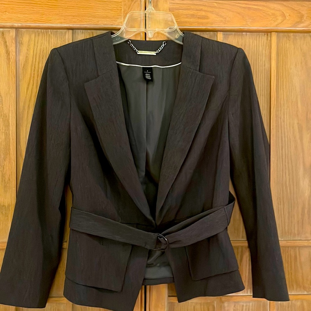 White House Black Market gray jacket with belt size 4